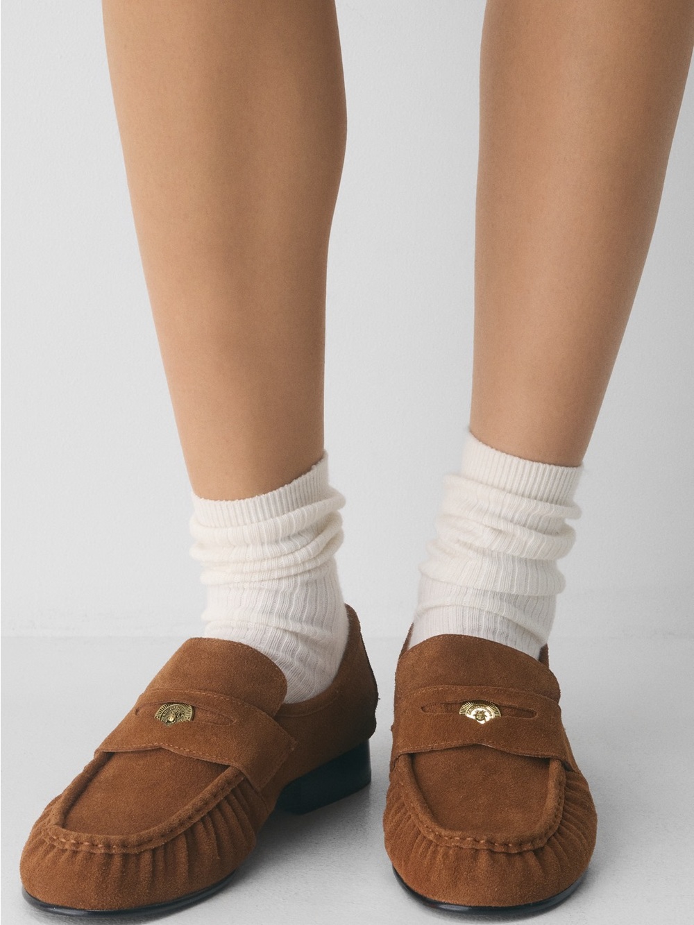 G.H. Bass x Aritzia Suede Penny Loafers in Warm Brown - Picture 4 of 4